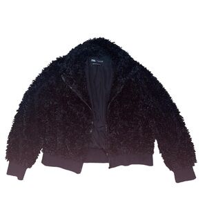 Zara Women’s Black Teddy Zip-Up Jacket